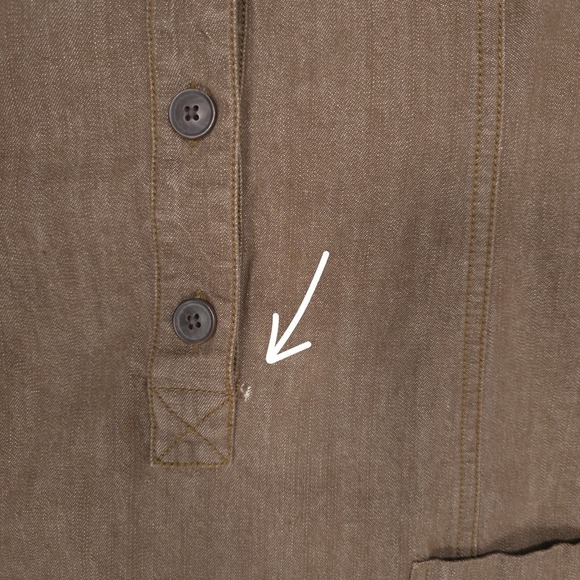 Boden Denim Mini Dress 8R Brown 100% Cotton Button Up Shift Tunic Natural WH443 - Picture 8 of 13